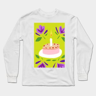 Cake and Flowers - Happy Birthday! Long Sleeve T-Shirt